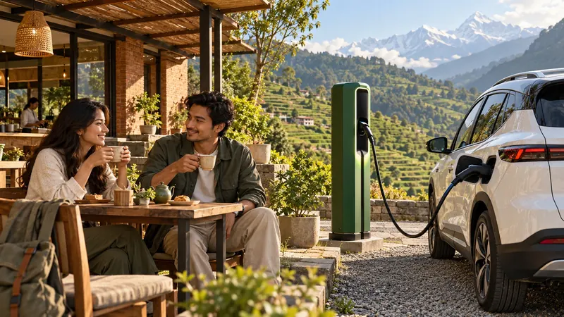 AI-generated concept of a Nepal café and charging destination